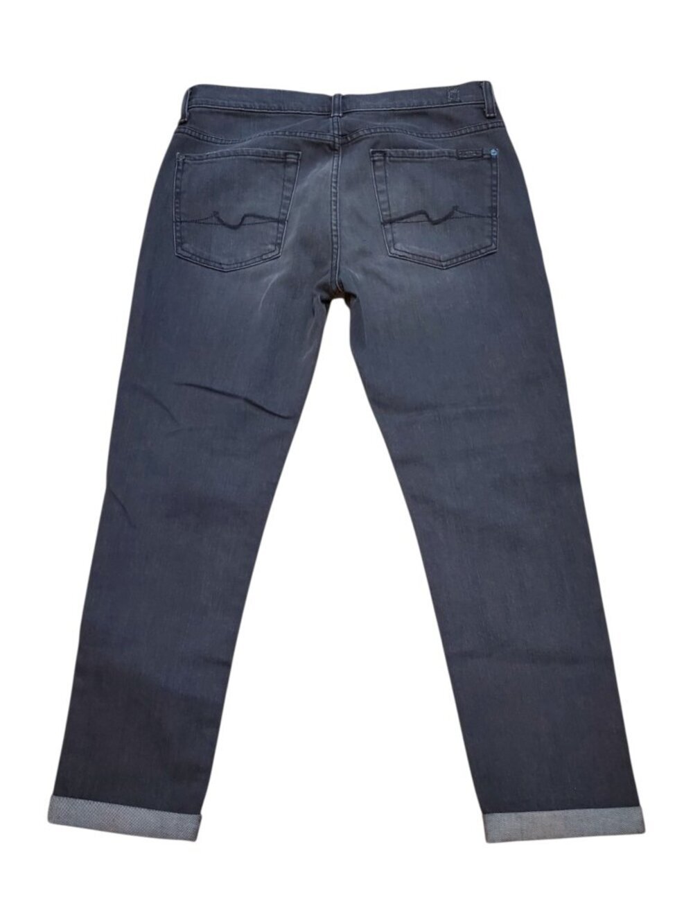7 For All Mankind Jeans Josefina Skinny Boyfriend Buttonfly Jeans |Gray Wash - Picture 9 of 14